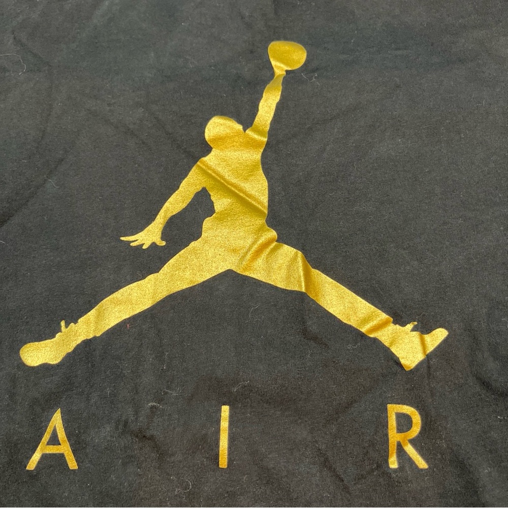 Jordan T-Shirt Mens XL Black Gold Jumpman Crew Neck Short Sleeve Tee Basketball